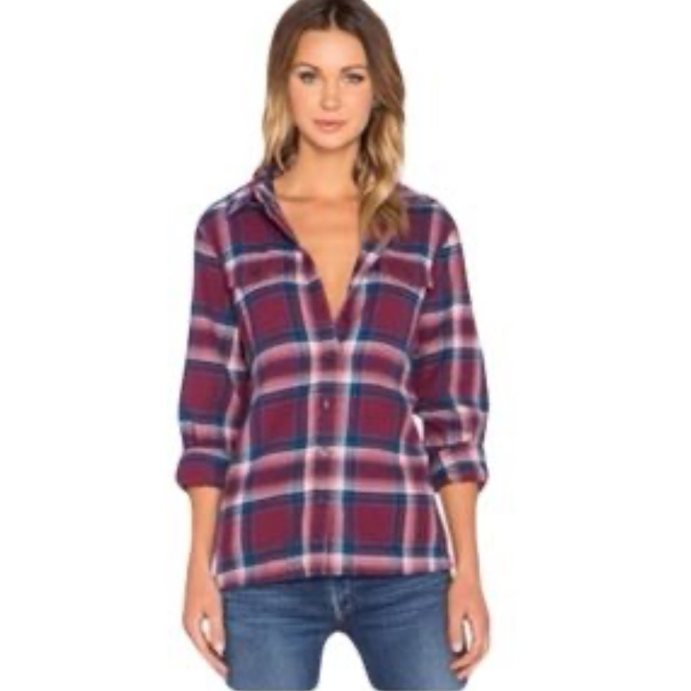 Patagonia Women’s Organic Cotton Flannel Shirt - Burgundy and Blue